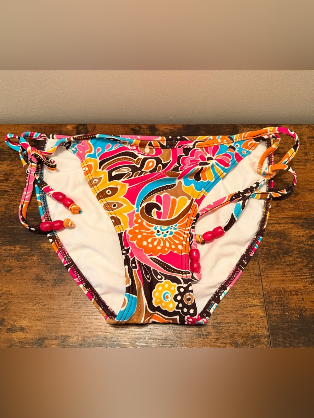 Baltex floral and paisley retro-print bikini bottom low-rise style, size 10
